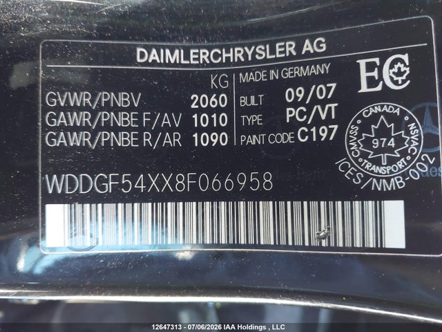 Aukcja sprzedaży 2008 Mercedes-benz C 300 300, vin: WDDGF54XX8F066958, numer aukcji: 12647313