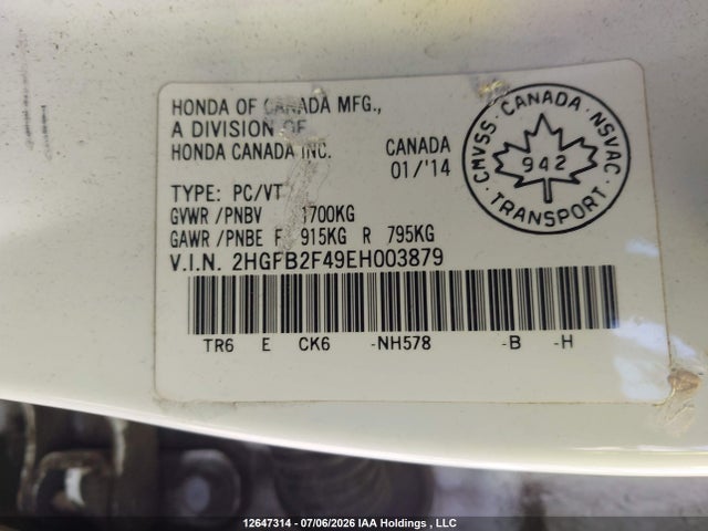 Honda Civic Lx 2014 2HGFB2F49EH003879 Image 21