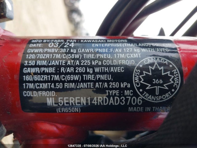 Kawasaki Er650 N 2024 ML5EREN14RDAD3706 Image 13