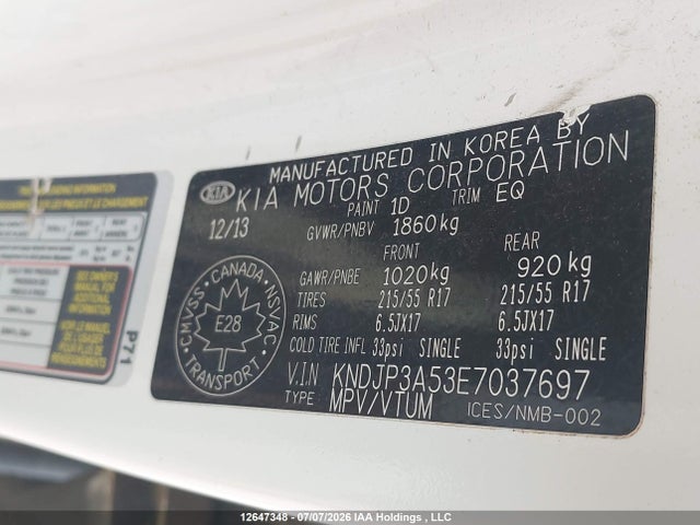 12647348 :رقم المزاد ، KNDJP3A53E7037697 vin ، 2014 Kia Soul Ex/ex+/ex+ Eco مزاد بيع