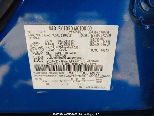 MAJ3P1TE0JC169138 Ford Ecosport Se