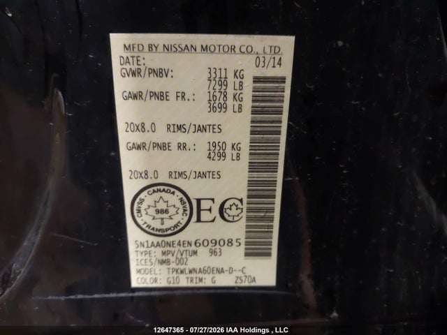 Nissan Armada Platinum 2014 5N1AA0NE4EN609085 Image 19