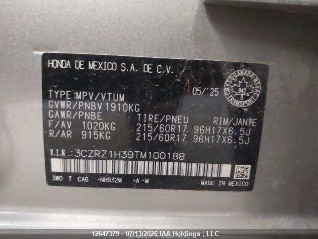 Aukcja sprzedaży 2026 Honda Hr-v Lx, vin: 3CZRZ1H39TM100188, numer aukcji: 12647379