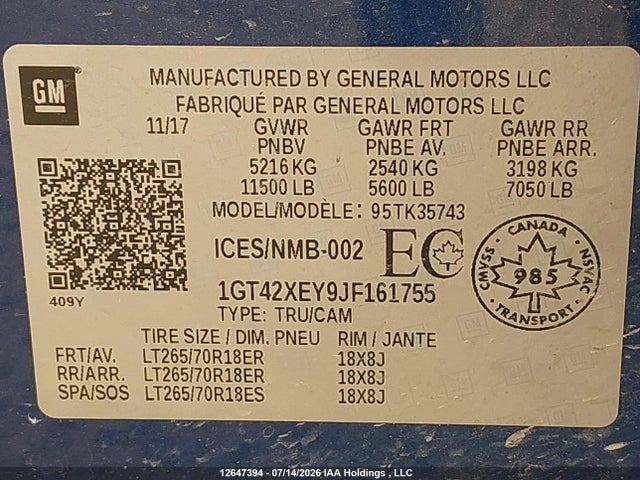 1GT42XEY9JF161755 GMC SIERRA 3500