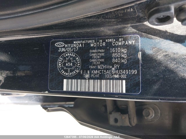 Hyundai ACCENT SE 2017 KMHCT5AE0HU349199 Image 9