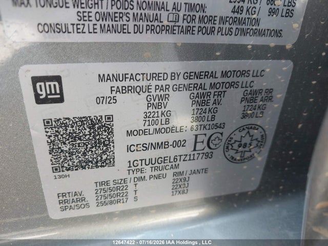 Aukcja sprzedaży 2026 Gmc Sierra 1500 , Short Bed, Denali, 4wd, vin: 1GTUUGEL6TZ117793, numer aukcji: 12647422