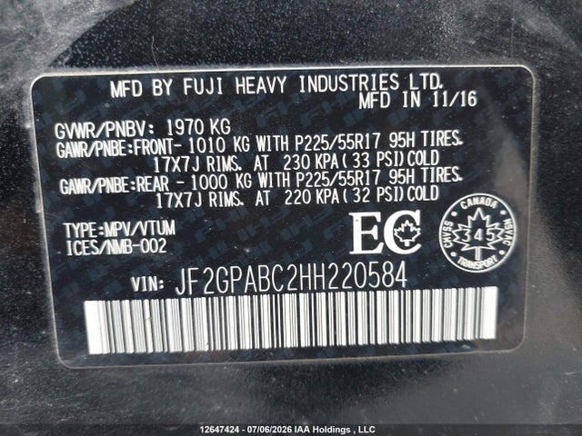Subaru Crosstrek Premium 2017 JF2GPABC2HH220584 Image 9