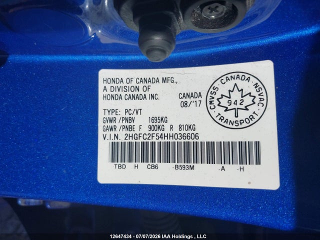 Honda Civic Lx 2017 2HGFC2F54HH036606 Image 17