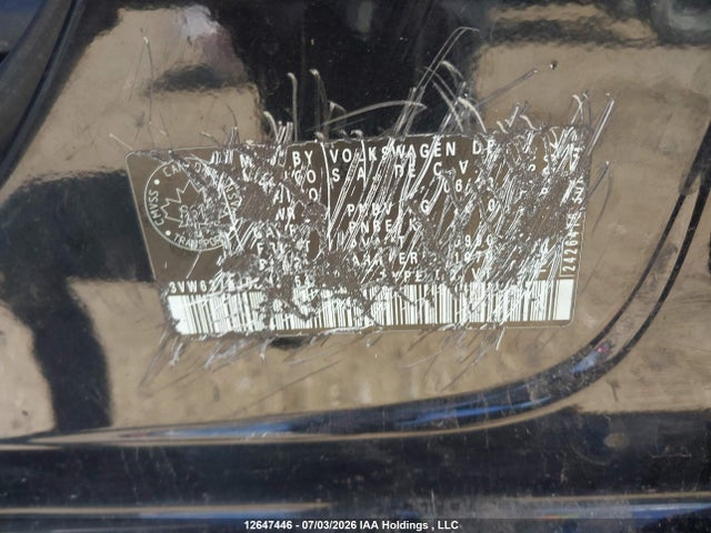 12647446 :رقم المزاد ، 3VW637AJ6DM315466 vin ، 2013 Volkswagen Jetta Turbocharged Hybrid Comfortline/highline/trendline مزاد بيع