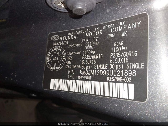 2009 Hyundai Tucson Gls მანქანა იყიდება აუქციონზე, vin: KM8JM12D99U121898, აუქციონის ნომერი: 12647480