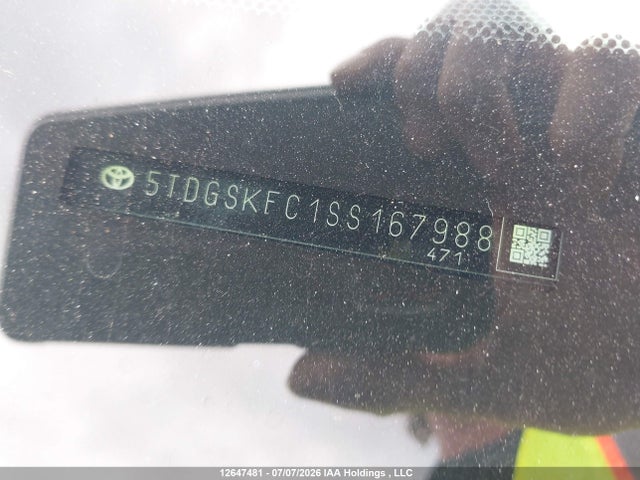 12647481 :رقم المزاد ، 5TDGSKFC1SS167988 vin ، 2025 Toyota Sienna مزاد بيع