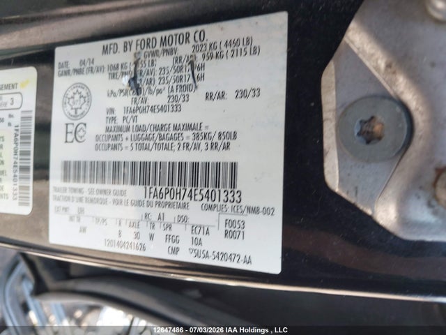 Ford FUSION SE 2014 1FA6P0H74E5401333 Image 19