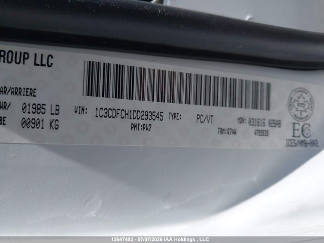 12647492 :رقم المزاد ، 1C3CDFCH1DD293545 vin ، 2013 Dodge Dart Limited/gt مزاد بيع