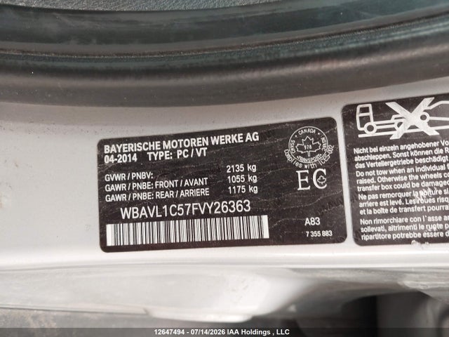 2015 Bmw X1 Xdrive28i მანქანა იყიდება აუქციონზე, vin: WBAVL1C57FVY26363, აუქციონის ნომერი: 12647494