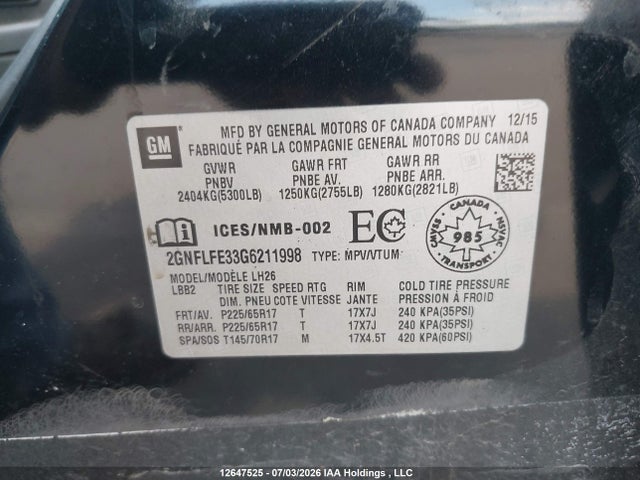 2GNFLFE33G6211998 Chevrolet EQUINOX LT