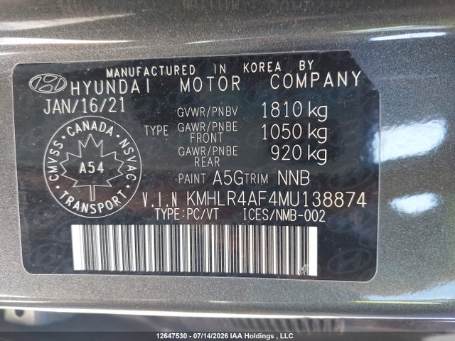 Продаж на аукціоні авто 2021 Hyundai Elantra N Line Dct, vin: KMHLR4AF4MU138874, номер лоту: 12647530