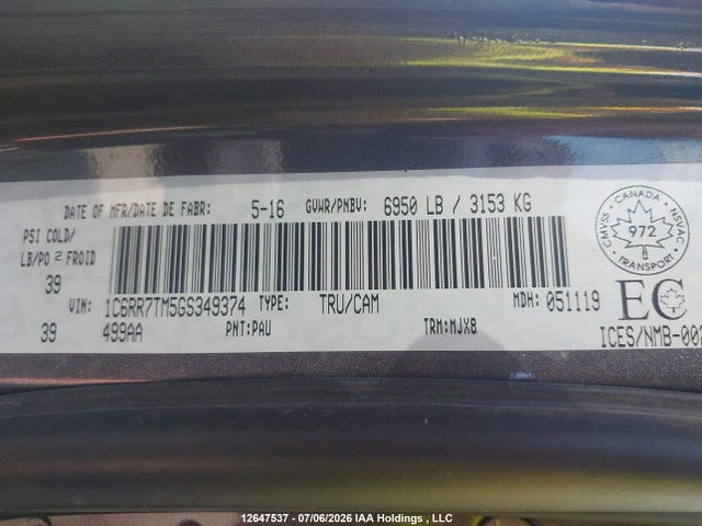 RAM 1500 Slt 2016 1C6RR7TM5GS349374 Image 9