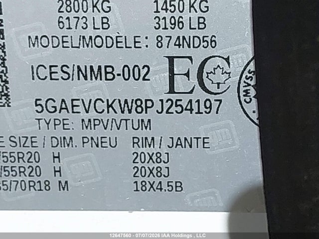 Продажа на аукционе авто 2023 Buick Enclave Avenir, vin: 5GAEVCKW8PJ254197, номер лота: 12647560