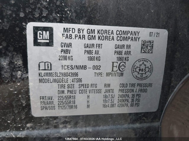 Buick Encore Gx Select 2022 KL4MMESL2NB043996 Image 9