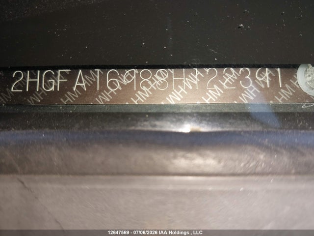 Aukcja sprzedaży 2008 Honda Civic Exl, vin: 2HGFA16988H122391, numer aukcji: 12647569