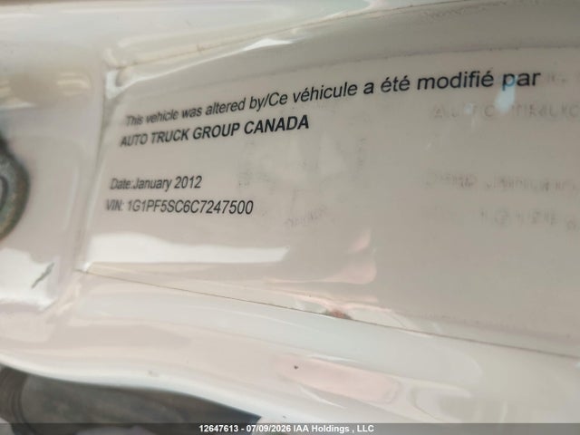 Продаж на аукціоні авто 2012 Chevrolet Cruze Lt Turbo, vin: 1G1PF5SC6C7247500, номер лоту: 12647613