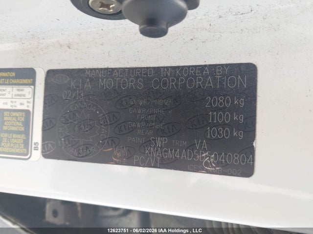 12623751 :رقم المزاد ، KNAGM4AD5D5040804 vin ، 2013 Kia Optima Hybrid مزاد بيع