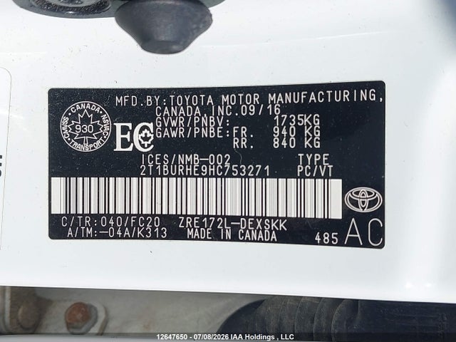Продаж на аукціоні авто 2017 Toyota Corolla, vin: 2T1BURHE9HC753271, номер лоту: 12647650