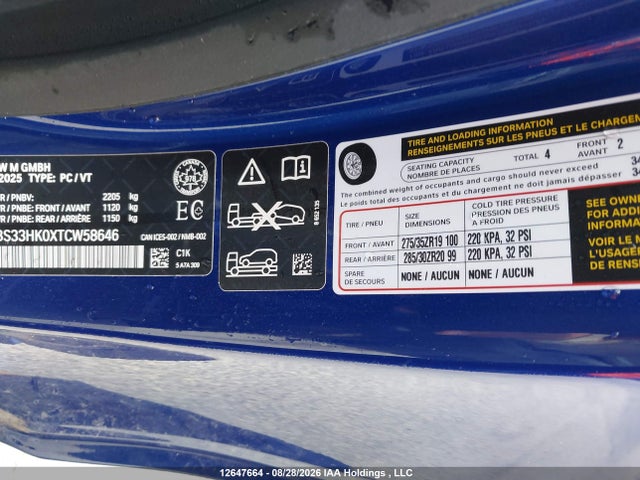 12647664 :رقم المزاد ، WBS33HK0XTCW58646 vin ، 2026 Bmw M4 Competition M Xdrive مزاد بيع