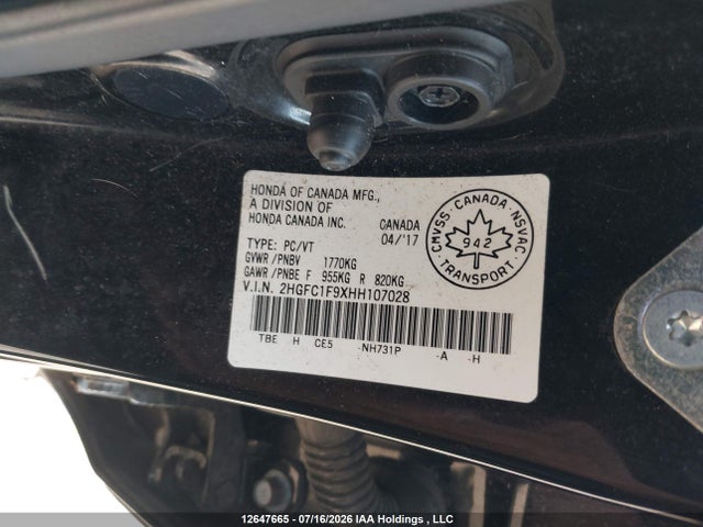 2HGFC1F9XHH107028 Honda Civic Touring