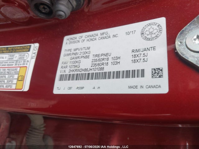 Honda Cr-v Ex-l 2018 2HKRW2H86JH101088 Image 21