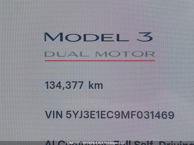 Tesla MODEL 3 2021 5YJ3E1EC9MF031469 Image 16