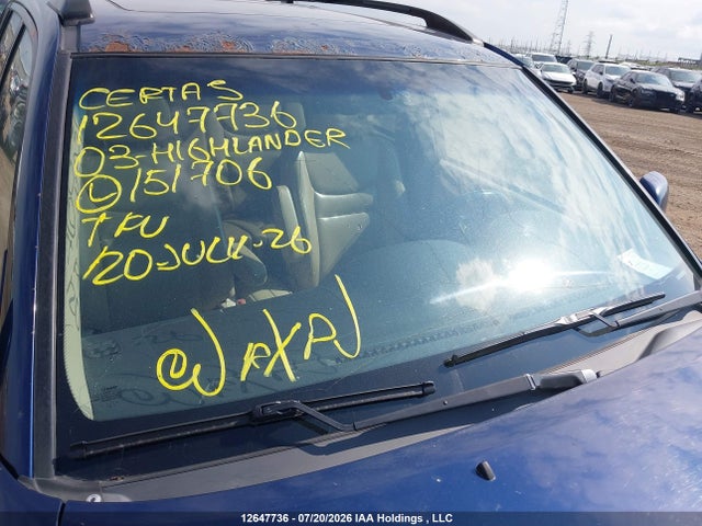 2003 Toyota Highlander Limited მანქანა იყიდება აუქციონზე, vin: JTEHF21A830151706, აუქციონის ნომერი: 12647736