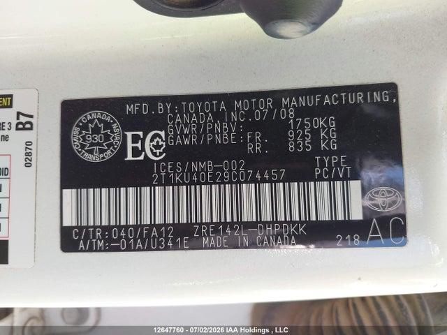 Aukcja sprzedaży 2009 Toyota Matrix Wagon, vin: 2T1KU40E29C074457, numer aukcji: 12647760