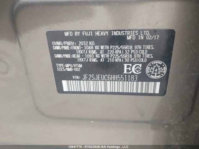 JF2SJEUC6HH551183 Subaru Forester 2.5i Limited