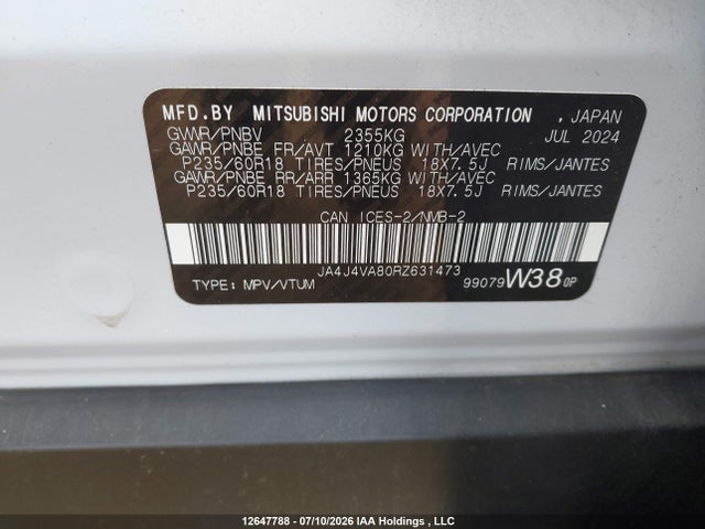 Mitsubishi Outlander 2024 JA4J4VA80RZ631473 Image 9
