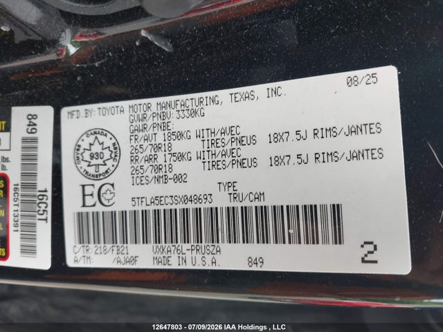 Toyota Tundra 2025 5TFLA5EC3SX048693 Image 19
