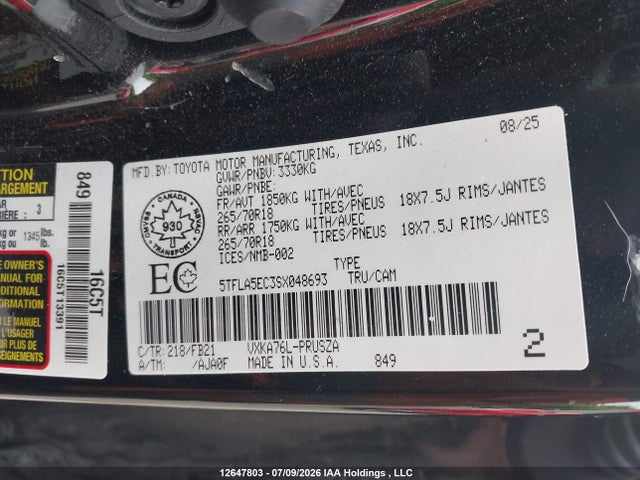 Toyota Tundra 2025 5TFLA5EC3SX048693 Image 9