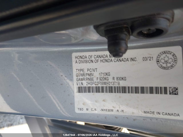 Honda Civic Lx 2021 2HGFC2F59MH013719 Image 9