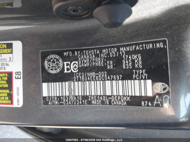 12647882 :رقم المزاد ، 2T1BU4EE6DC047697 vin ، 2013 Toyota Corolla Ce مزاد بيع