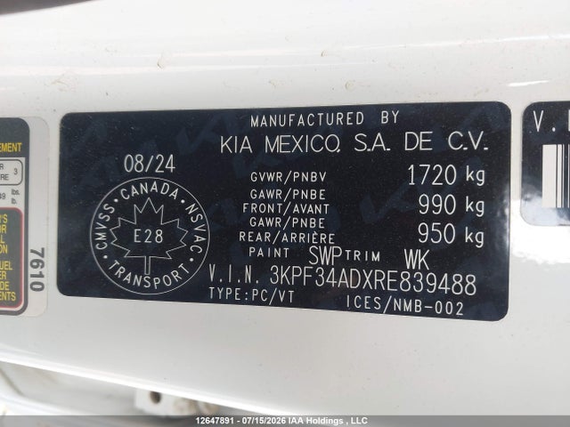 Aukcja sprzedaży 2024 Kia Forte Ex/ex+/ex Premium, vin: 3KPF34ADXRE839488, numer aukcji: 12647891