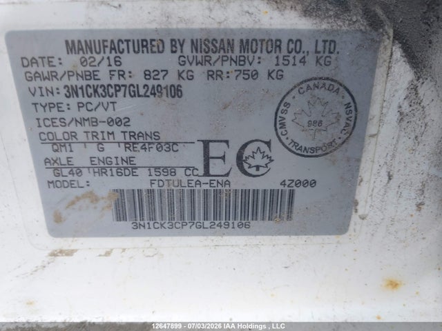 Nissan Micra 2016 3N1CK3CP7GL249106 Image 9