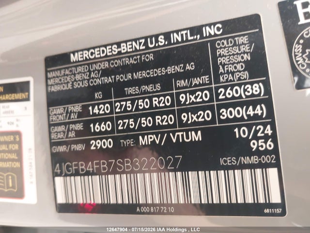 2025 Mercedes-benz Gle 350 4matic მანქანა იყიდება აუქციონზე, vin: 4JGFB4FB7SB322027, აუქციონის ნომერი: 12647904