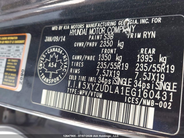 Продаж на аукціоні авто 2014 Hyundai Santa Fe Sport 2.0t Se, vin: 5XYZUDLA1EG160431, номер лоту: 12647905