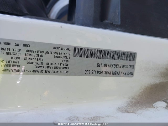 Продажа на аукционе авто 2022 Ram Promaster 1500 1500 Standard, vin: 3C6LRVAGXNE101175, номер лота: 12647914