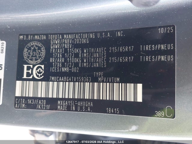 Auction sale of the 2026 Toyota Corolla Cross Le Awd, vin: 7MUCAABG4TV159363, lot number: 12647917