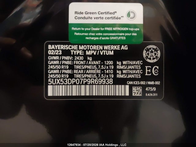 BMW X3 Xdrive30i 2023 5UX53DP07P9R69938 Image 9