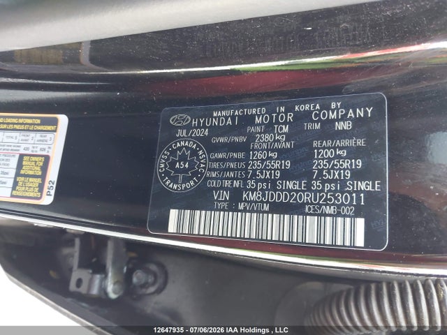 Продажа на аукционе авто 2024 Hyundai Tucson Ultimate Plug-in Hybrid Awd, vin: KM8JDDD20RU253011, номер лота: 12647935