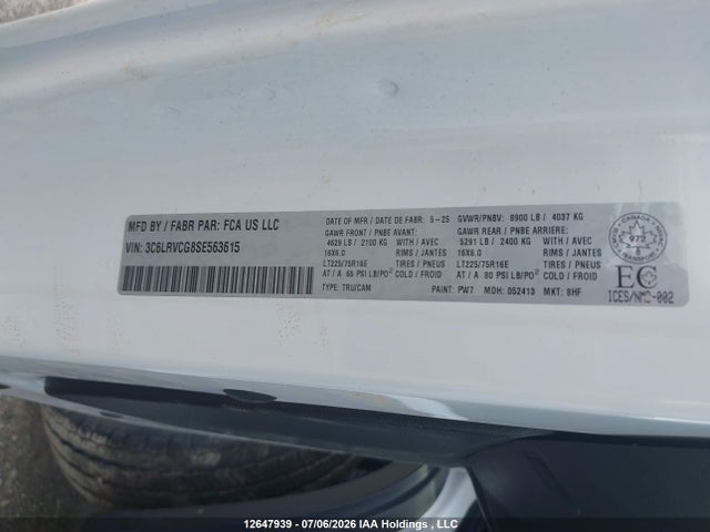 RAM Promaster 2500 High Roof 2025 3C6LRVCG8SE563615 Image 9