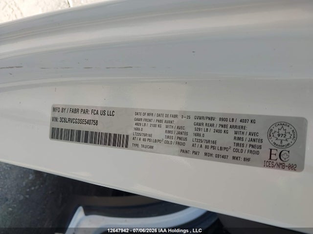 RAM Promaster 2500 High Roof 2025 3C6LRVCG3SE540758 Image 9