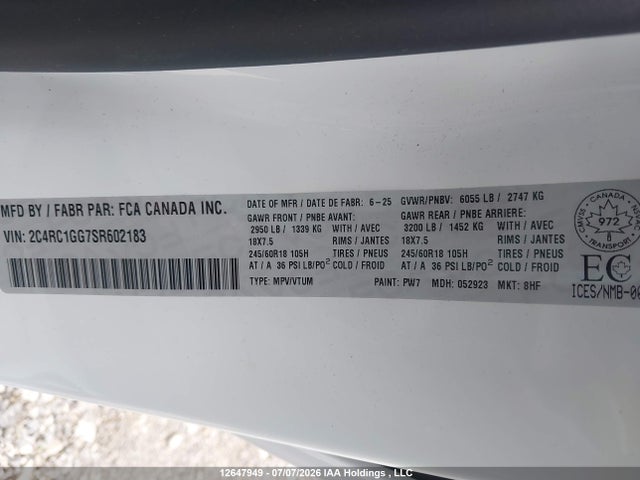 Chrysler Pacifica Limited 2025 2C4RC1GG7SR602183 Image 9